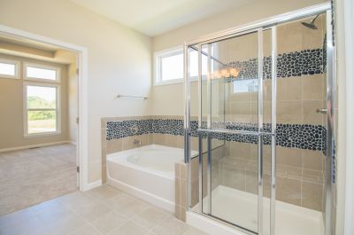 Glass Shower Wall with Frosted Panels